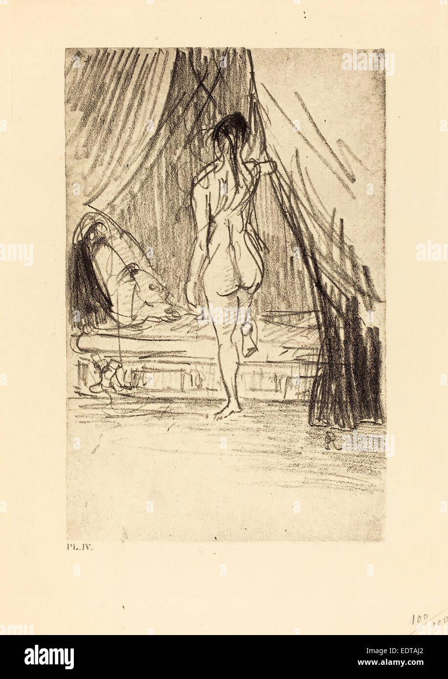 Odilon Redon (French, 1840 - 1916), Volupte, Fantome Elastique! (Pleasure, elastic phantom!), 1890, lithograph Stock Photo