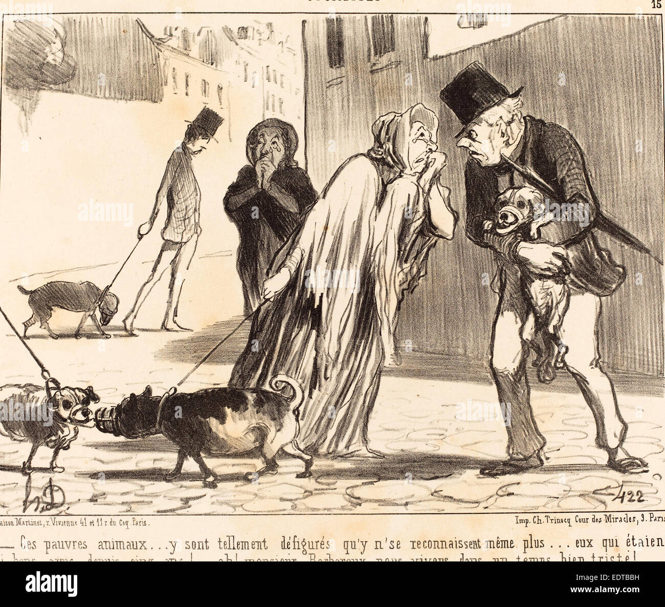 Honoré Daumier (French, 1808 - 1879), Ces pauvres animaux n'se reconnaissent plus, 1852, lithograph Stock Photo