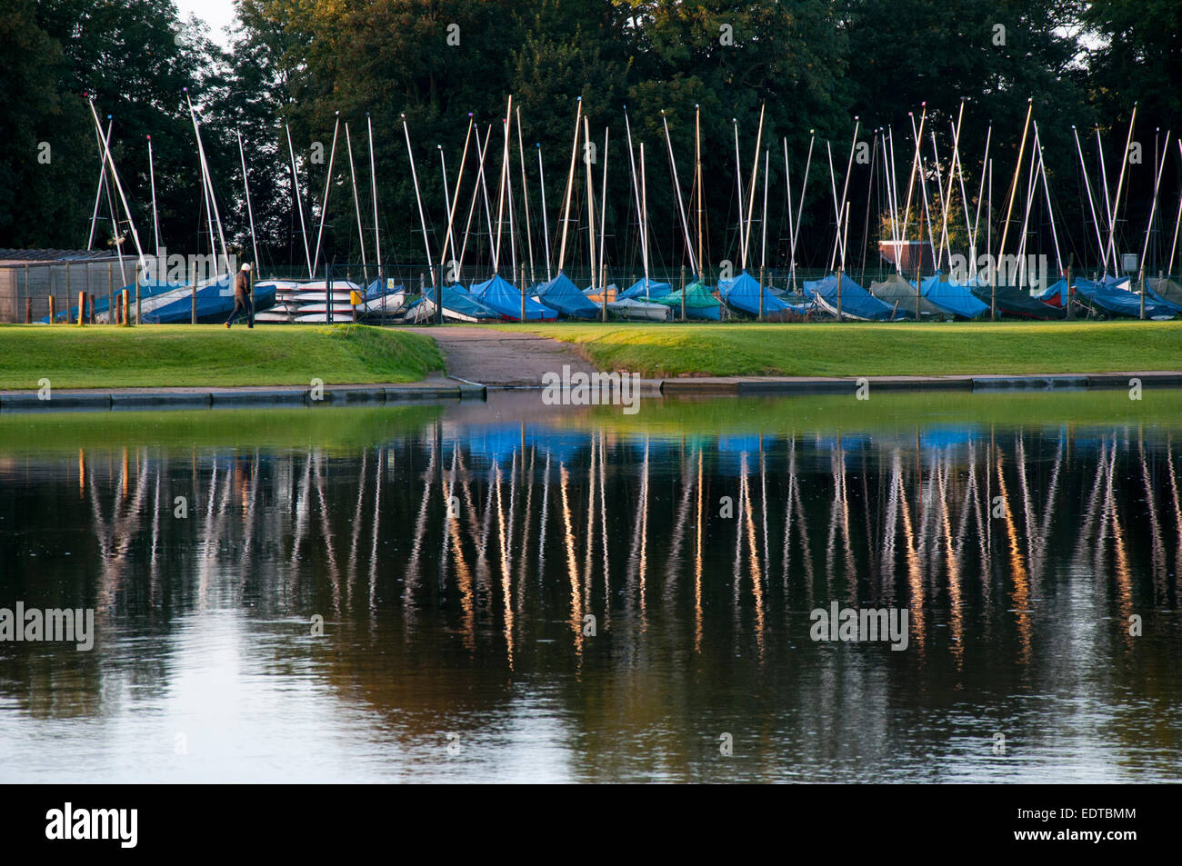 The Sailing Club reflected in the River Trent at Colwick Park, Nottinghamshire England UK Stock Photo