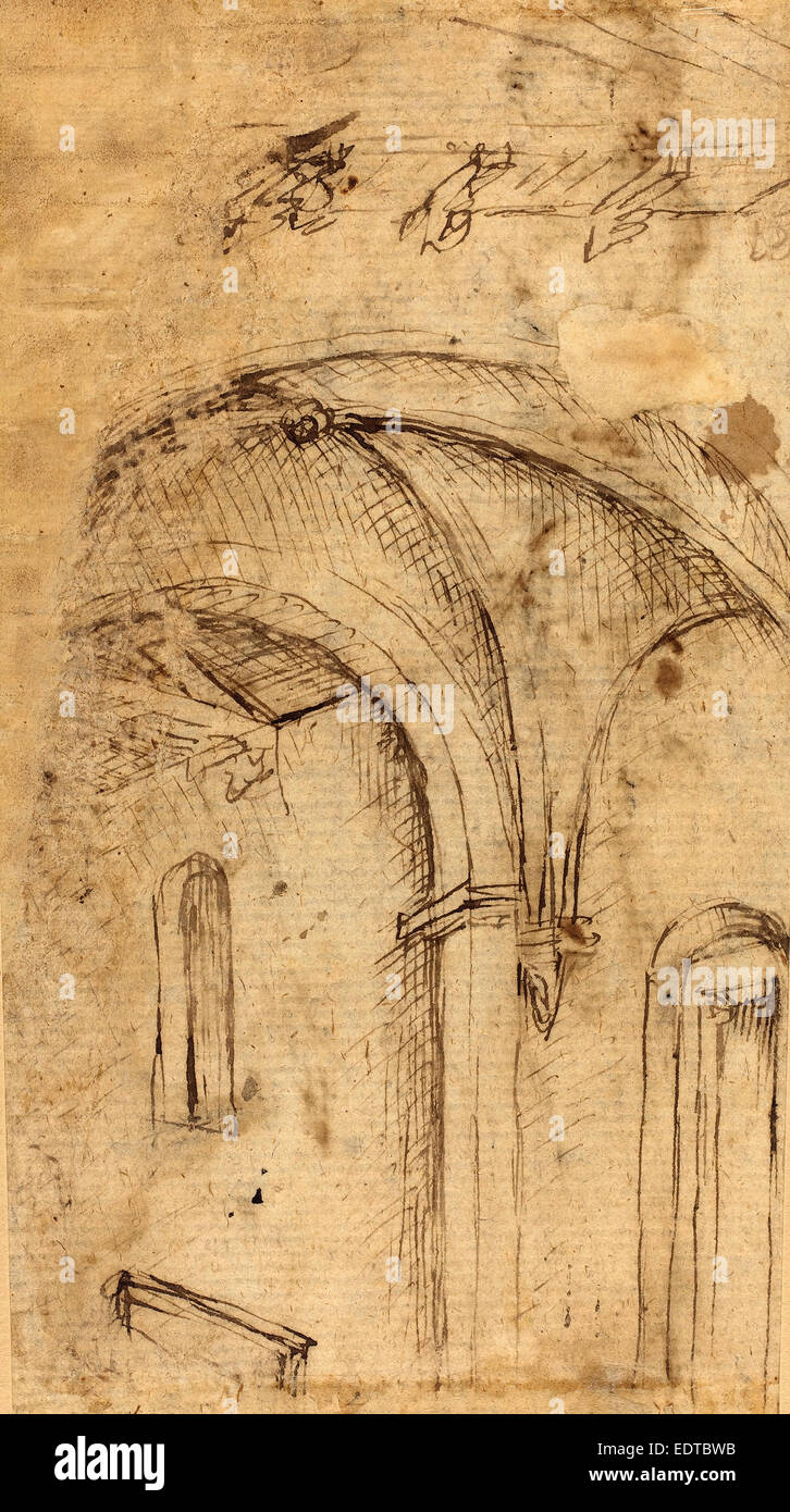 Parri Spinelli (Italian, c. 1387 - 1453), Gothic Vault, c. 1440, pen and brown ink on laid paper Stock Photo
