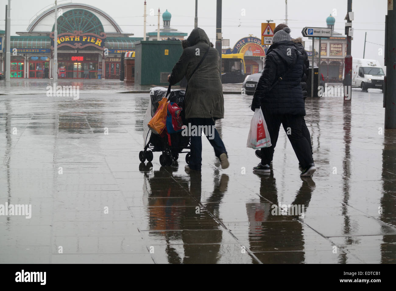 Blackpool, Lancashire, UK. 9th January, 2015. Weather news; Very heavy ...