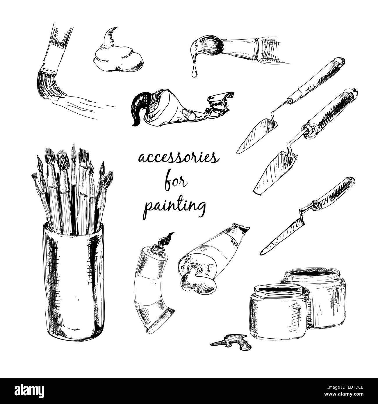 Art supplies collection. Hand drawn tools for painters isolated on white  background. Vector illustration Stock Vector Image & Art - Alamy