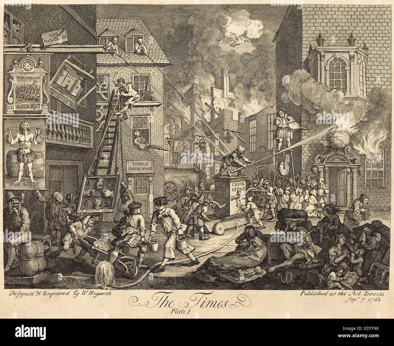 William Hogarth (English, 1697 - 1764), The Times, pl.1, 1762, etching and engraving Stock Photo