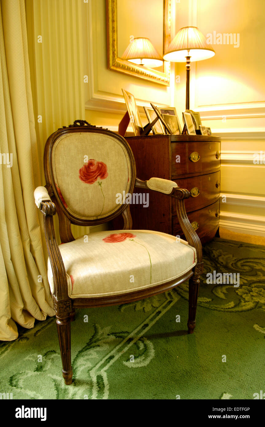 Wooden armchair in traditional room, UK Stock Photo - Alamy