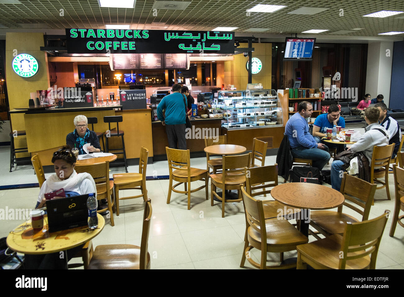 International,chain,Starbucks,Coffee,cafe,outlet,at,departure,lounge, at, Bahrain International