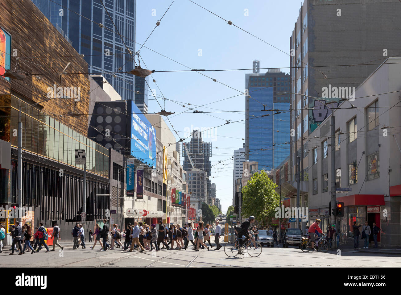 Street view of La Trobe street in Melbourne, Australia Stock Photo