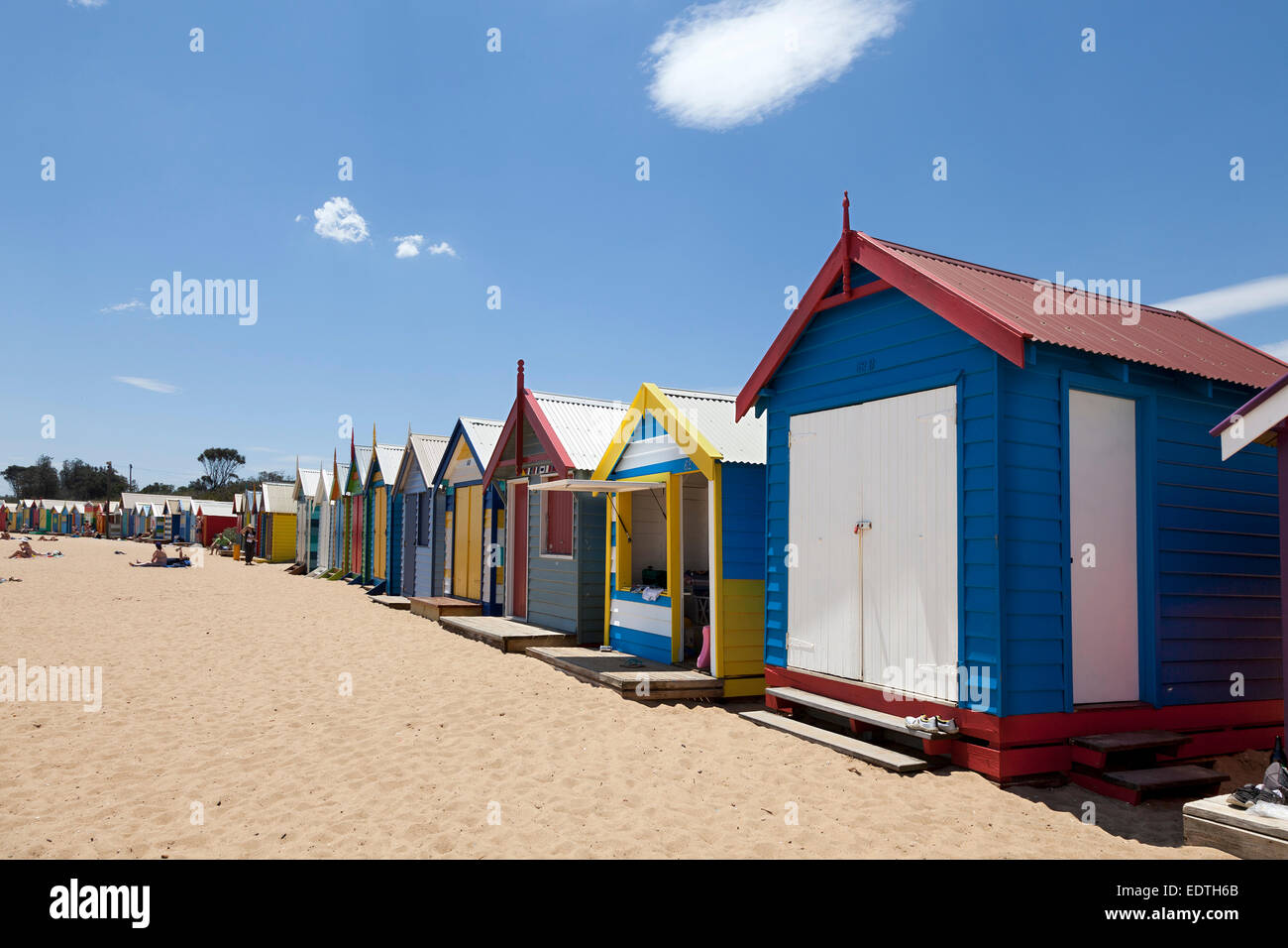 Painted Beach huts in Melbourne Brighton Beach, Australia Stock Photo