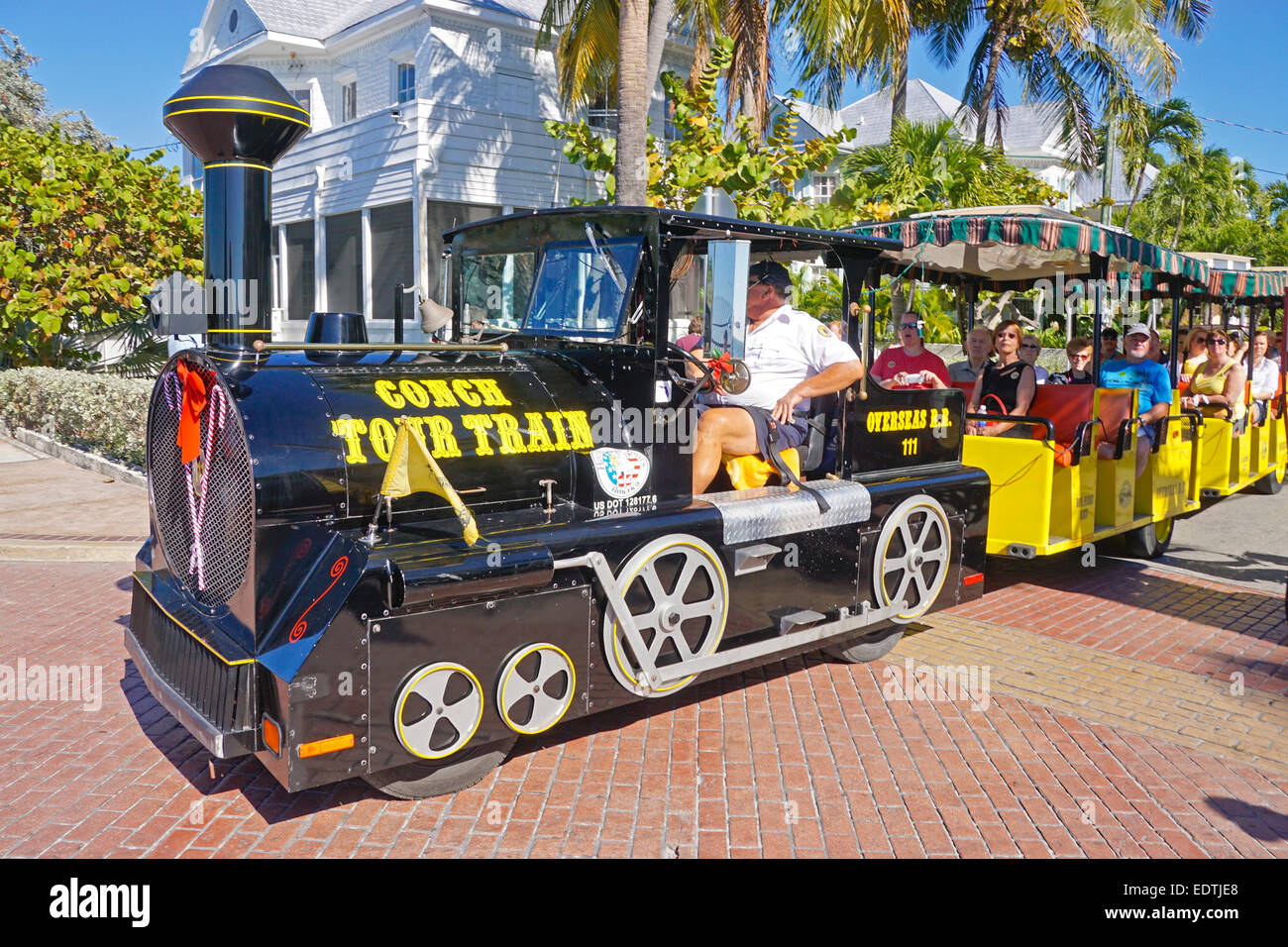 Key West Conch Tour Train carrying tourists Stock Photo Alamy