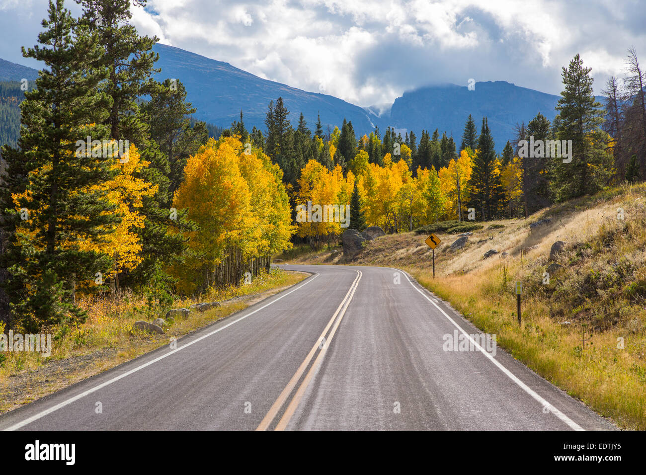 Fall color on Bear Lake Road in Rocky Mountain National Park Colorado Stock Photo