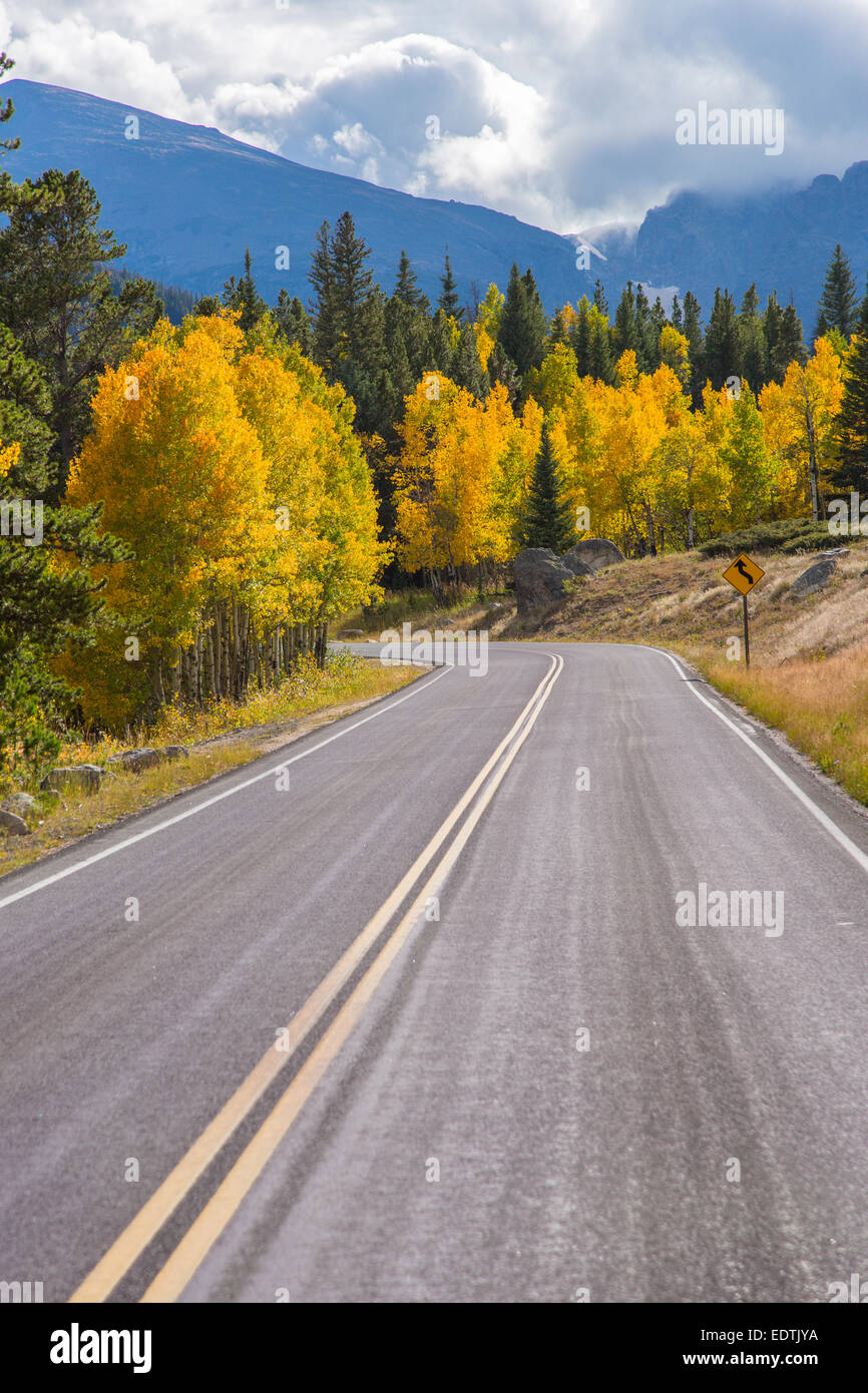 Fall color on Bear Lake Road in Rocky Mountain National Park Colorado Stock Photo