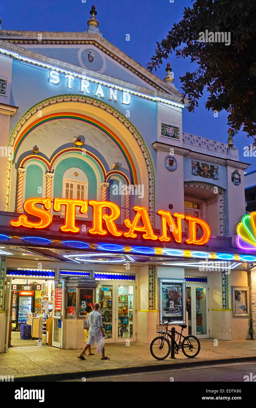 Restored facade of Strand Theater on Duval Street in Key West is now a Walgreen's Drugs. Stock Photo