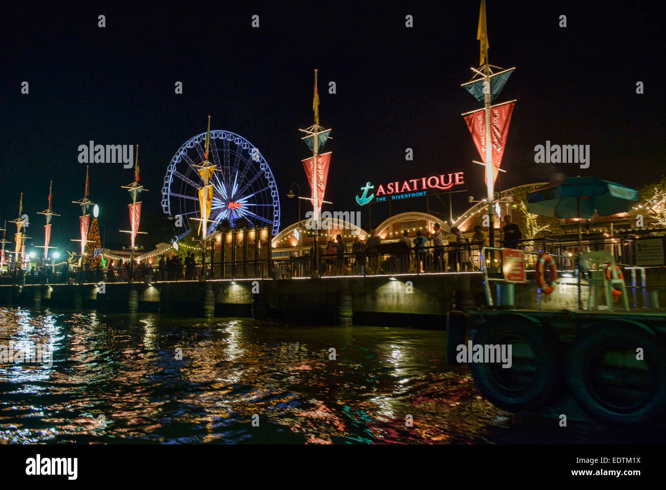 Asiatique, the night market on the Chao Phraya River, Bangkok Stock