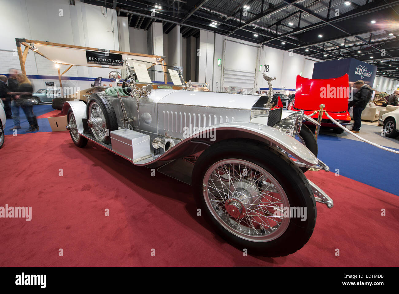 1911 Rolls Royce Silver Ghost on P&A Wood stand at The Classic Car Show in London Excel Stock Photo