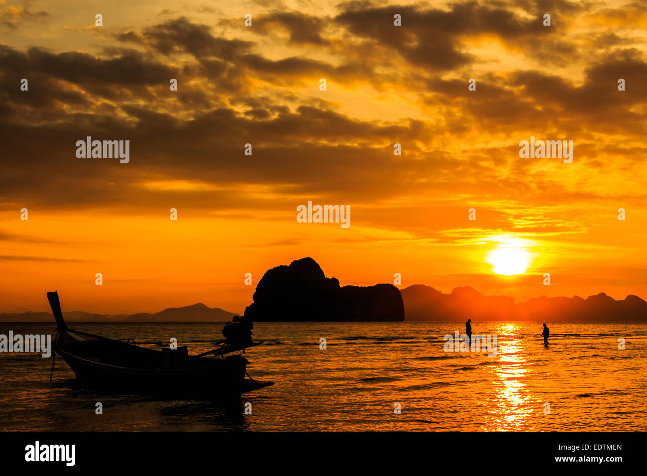 early morning light and sweetheart on beach , Trang ,Thailand Stock Photo