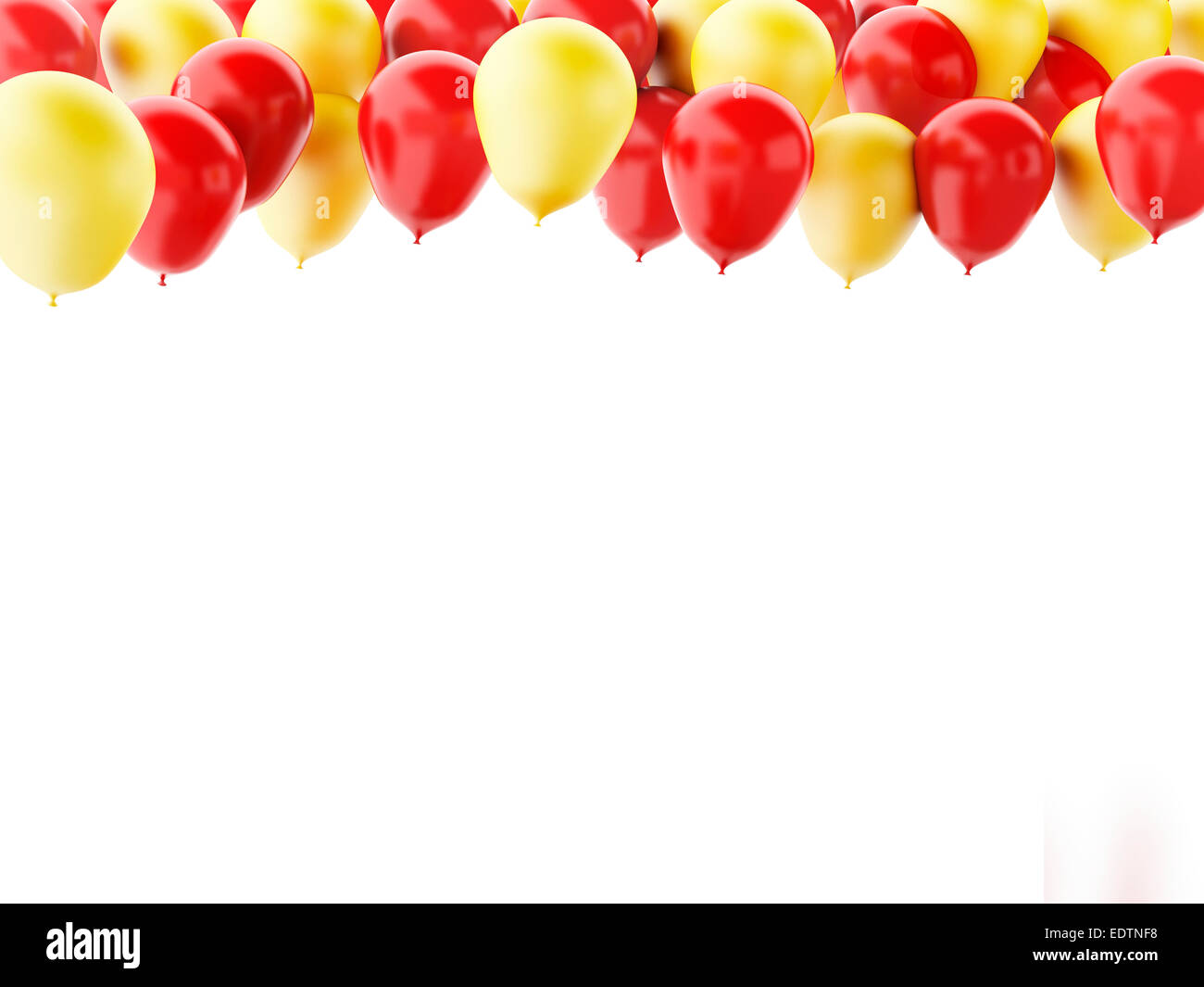 3d renderer illustration. Red and yellow balloons isolated on white ...