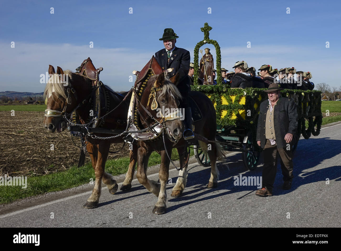 Leonhardifahrt in Benediktbeuren, Oberbayern, Deutschland.(nur redaktionell nutzbar, kein model release vorhanden),Traditional L Stock Photo