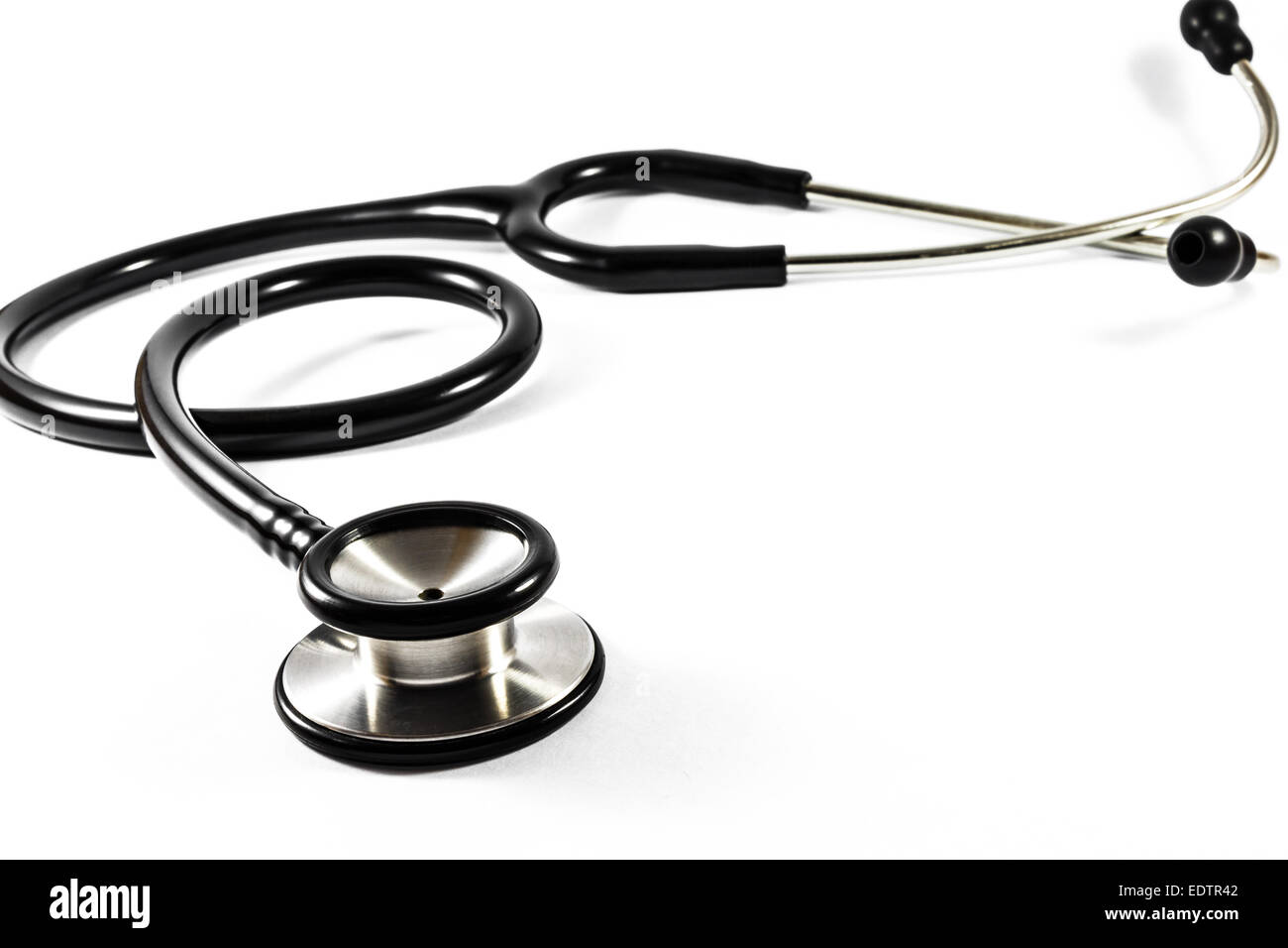 The black color stethoscope on white background Stock Photo