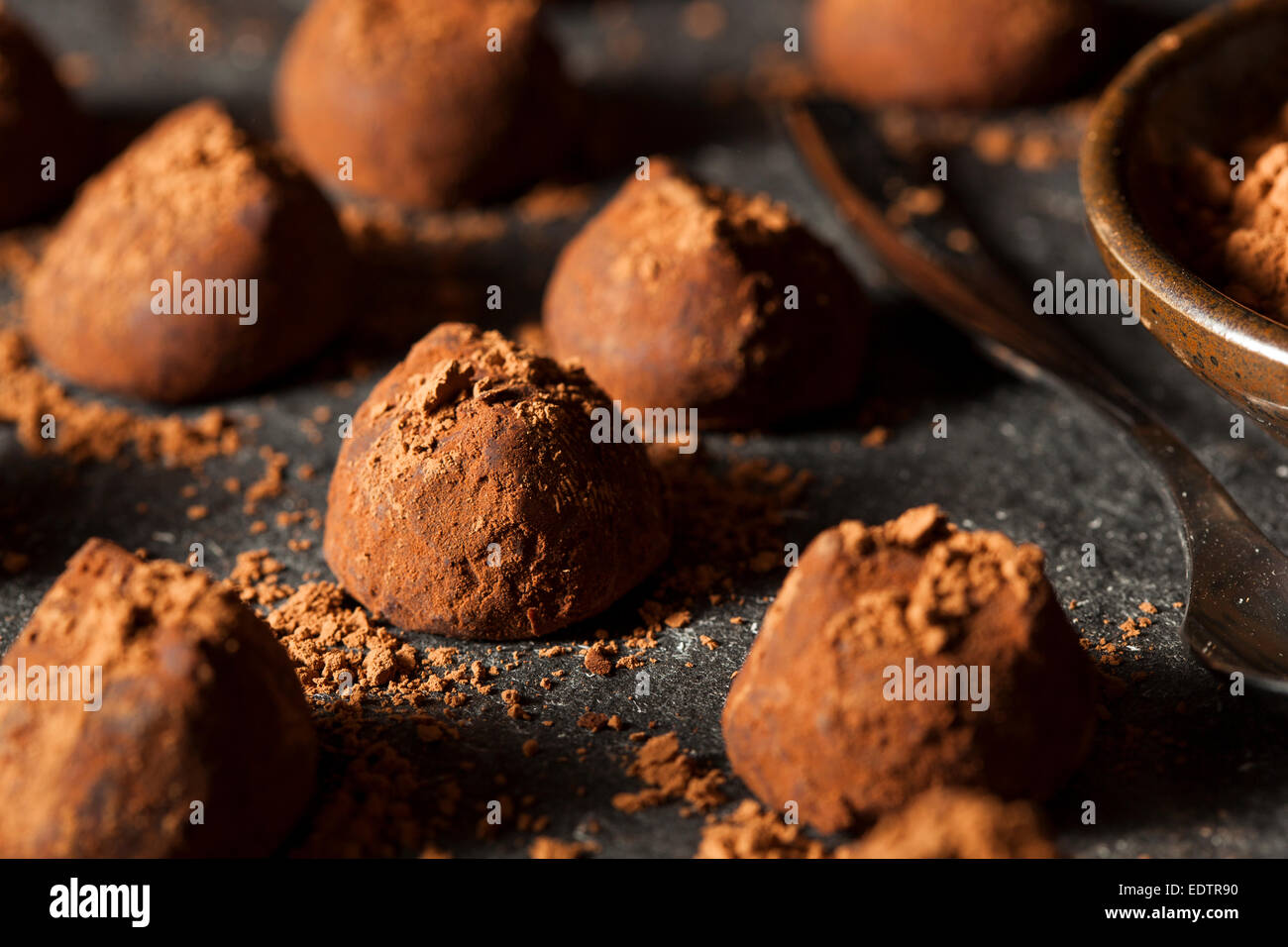Fancy Dark Chocolate Truffles Ready to Eat Stock Photo Alamy