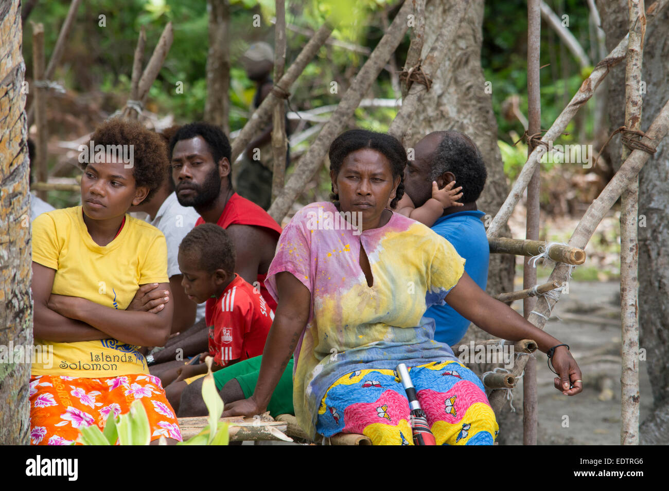 Republic of Vanuatu, Torres Islands, Loh Island. Local Loh island villagers. Stock Photo