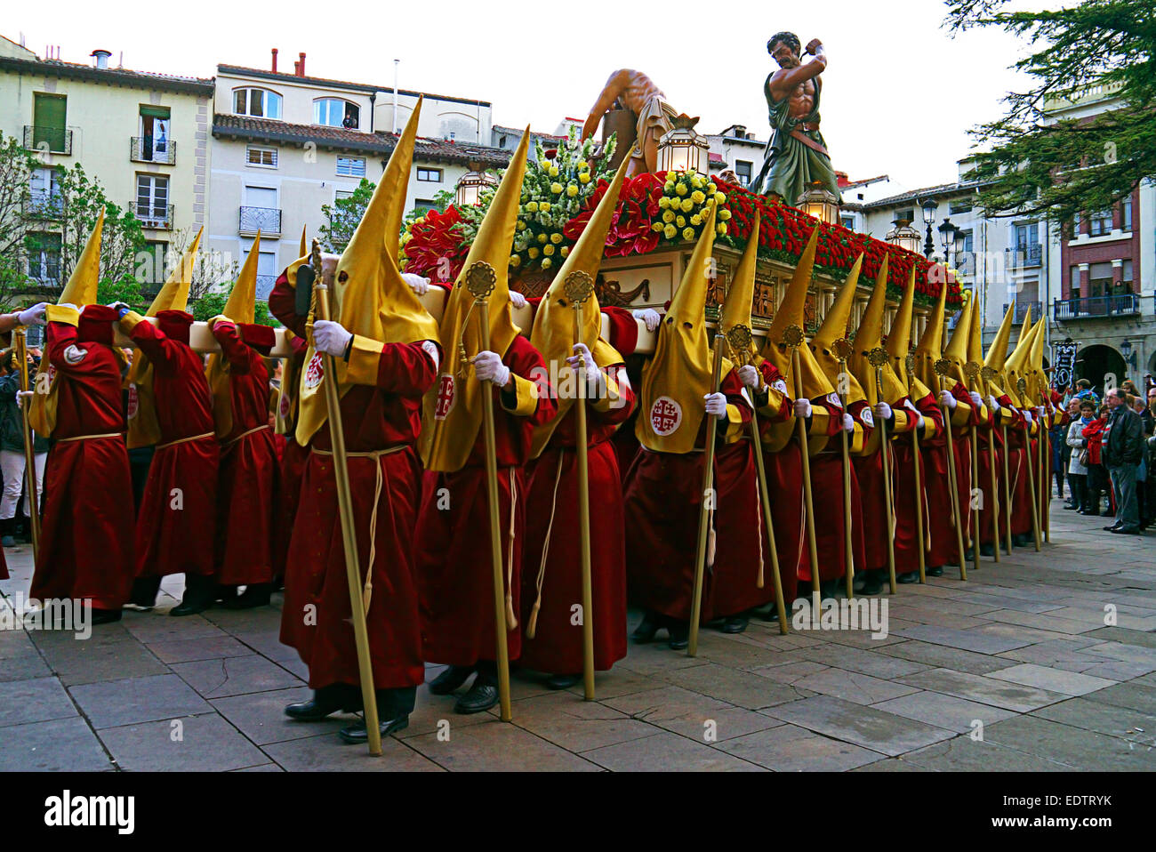 Religious Procession Penitents, Semana Santa Easter Week Celebrations   Logroño Spain Stock Photo