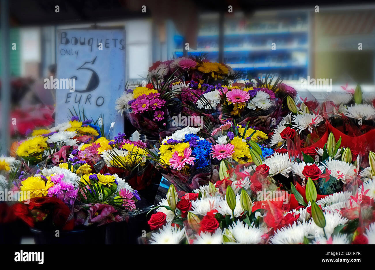 Flower stall in Moore Street market Dublin , Ireland Stock Photo Alamy