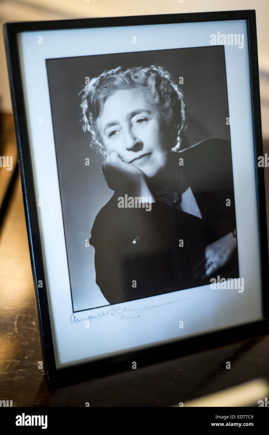 Framed portrait of famous author Agatha Christie Stock Photo