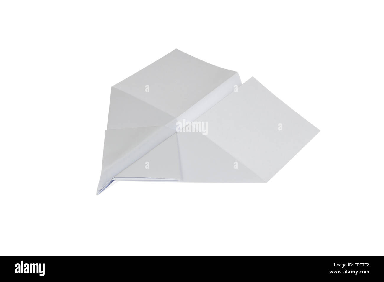 Paper Airplane in swallow shape isolated on white background - Stock Image