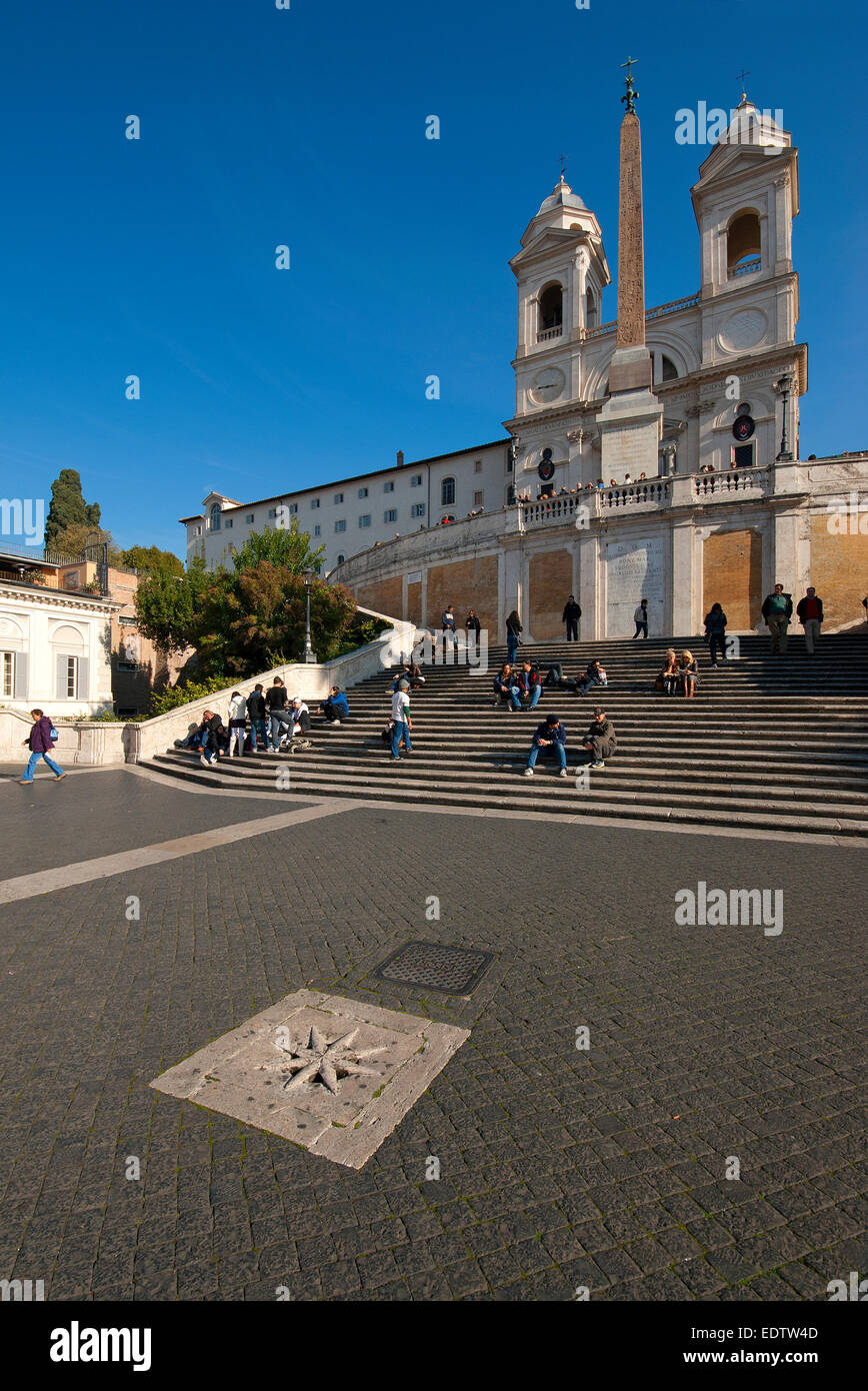 Trinità dei Monti staircase and church, Piazza di Spagna, Rome, Italy Stock Photo