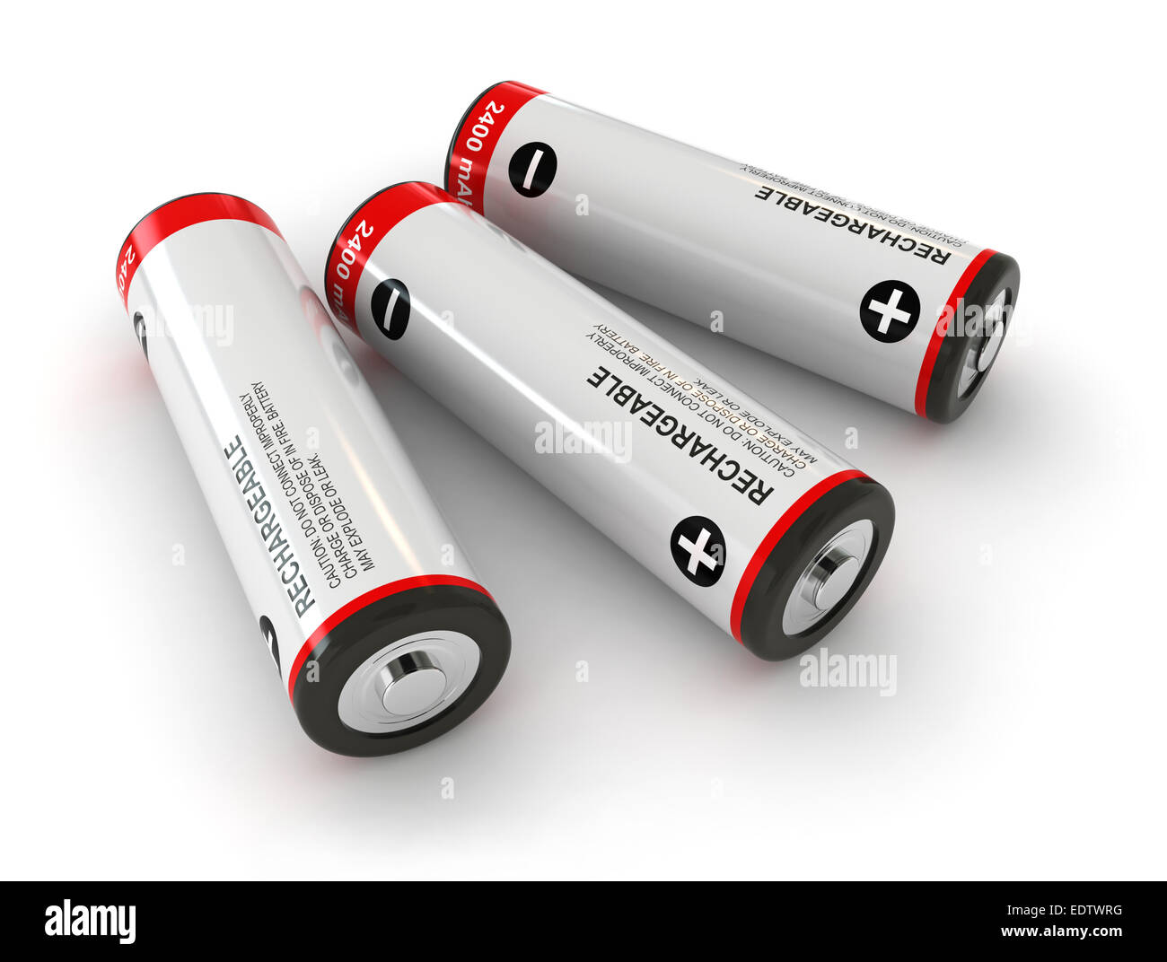 3d render of batteries over white background Stock Photo
