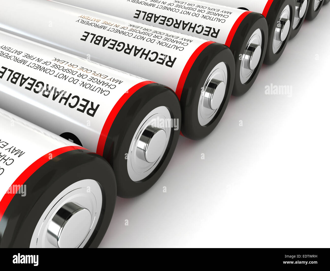 3d render of batteries over white background Stock Photo