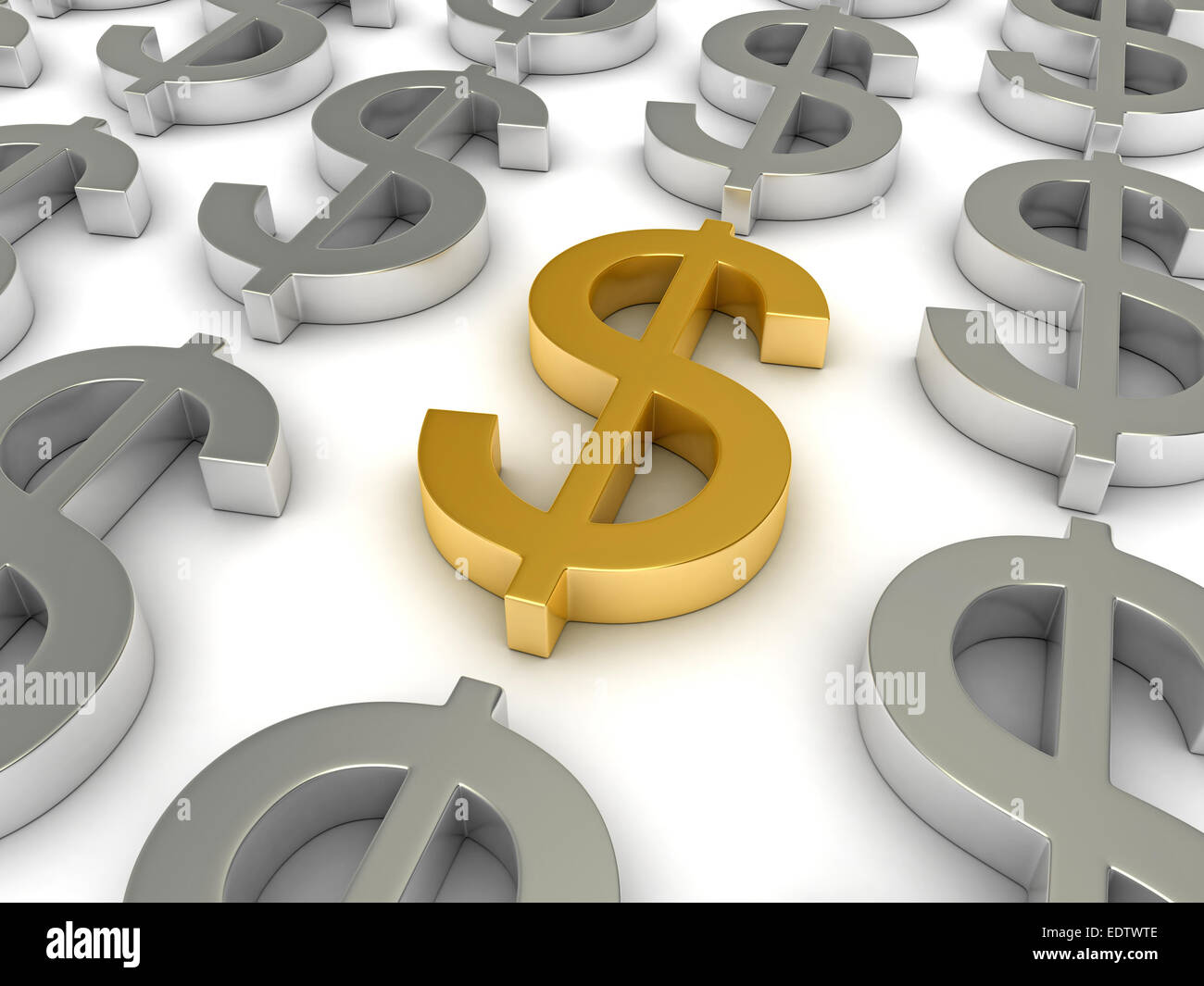 3d render of dollar symbols over white background Stock Photo