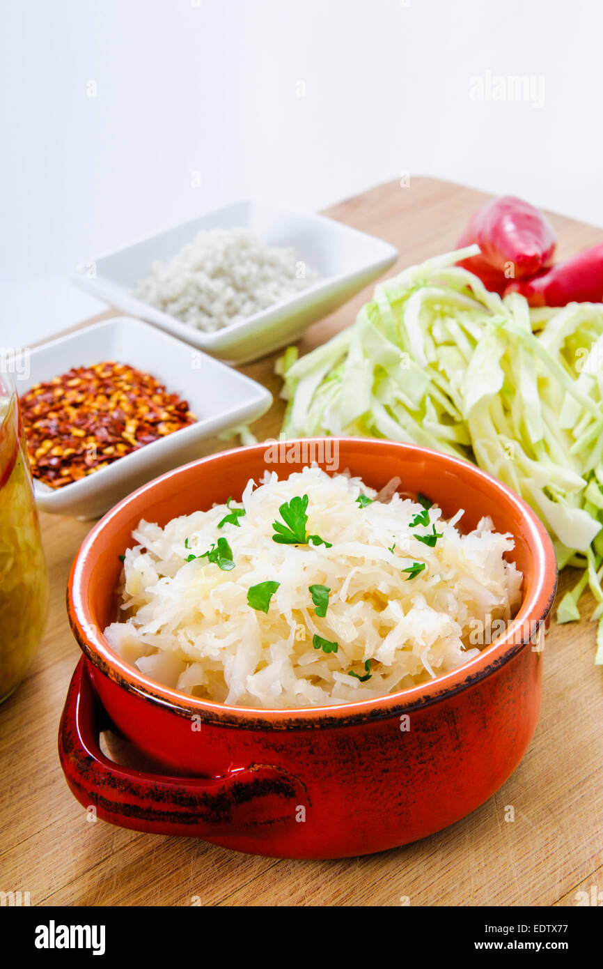 Homemade fermented cabbage sauerkraut Stock Photo Alamy