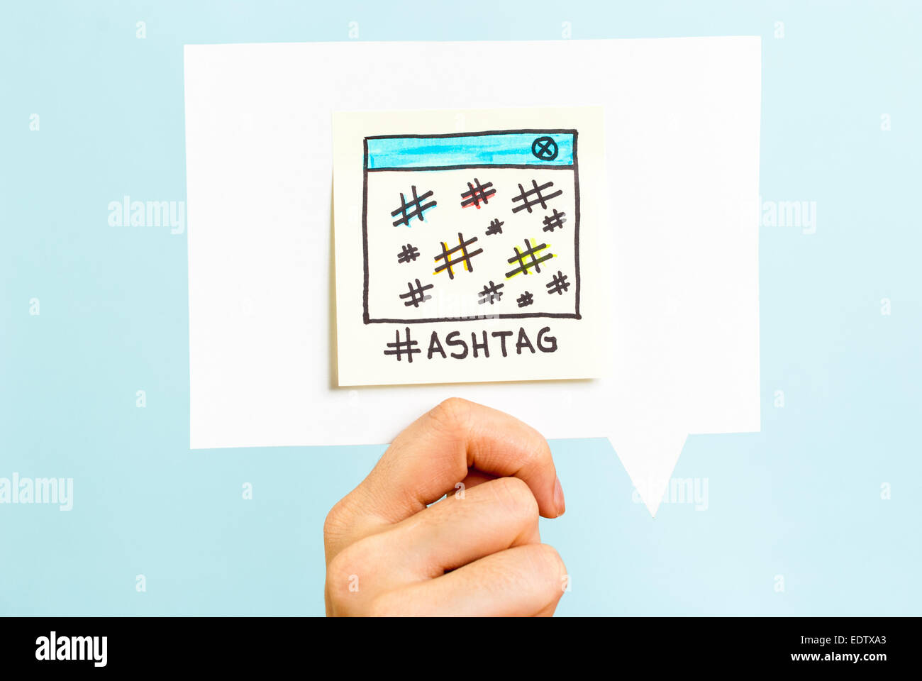 Hashtag message on speech bubble Stock Photo