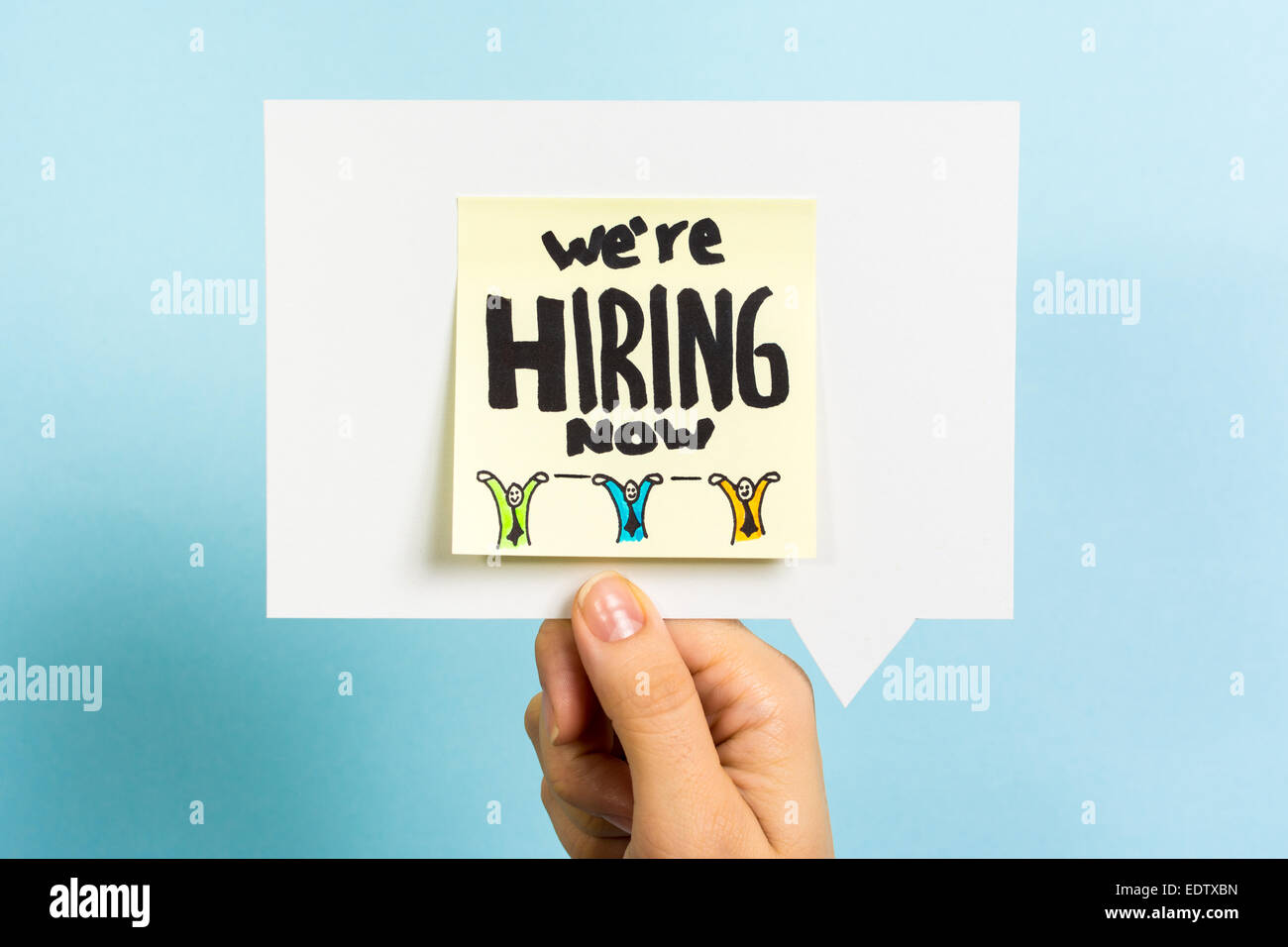 we are hiring now message concept on speech bubble Stock Photo