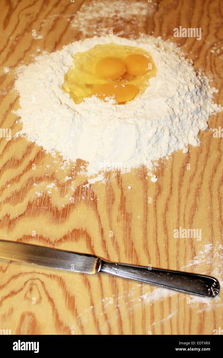 cooking fresh homemade pasta with egg and flour Stock Photo Alamy