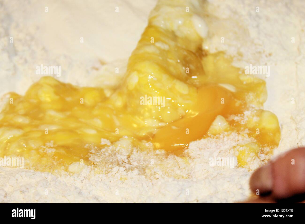 cooking fresh homemade pasta with egg and flour Stock Photo Alamy