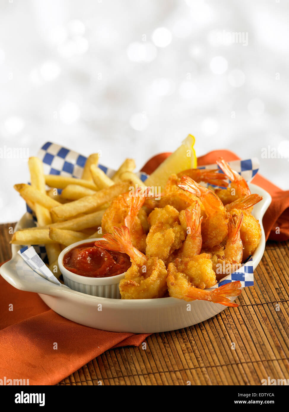 Fried Shrimp Basket Stock Photo