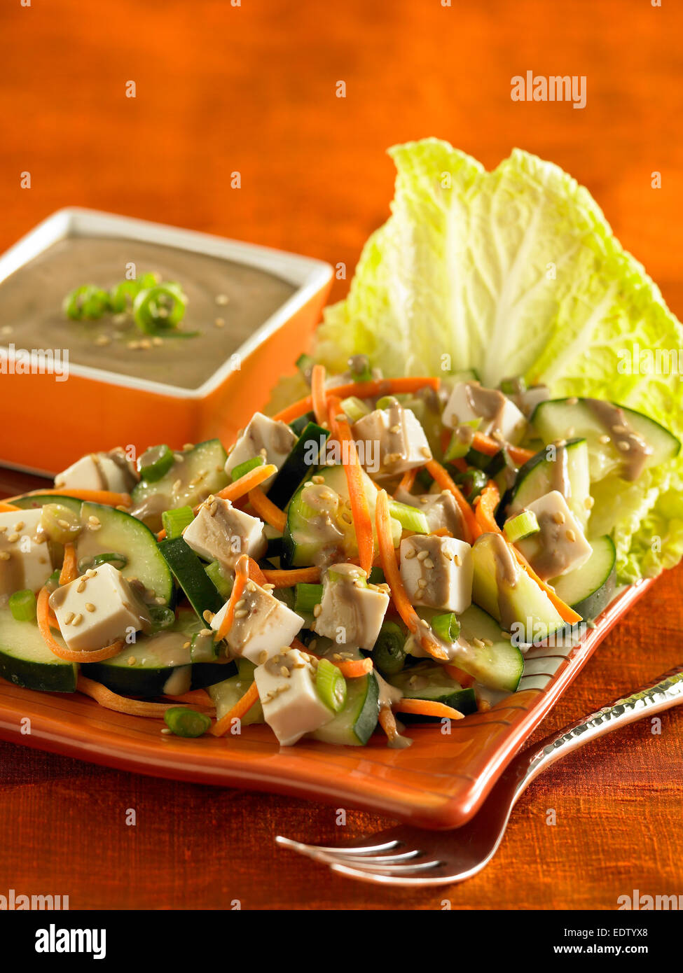 spicy Asian tofu salad Stock Photo