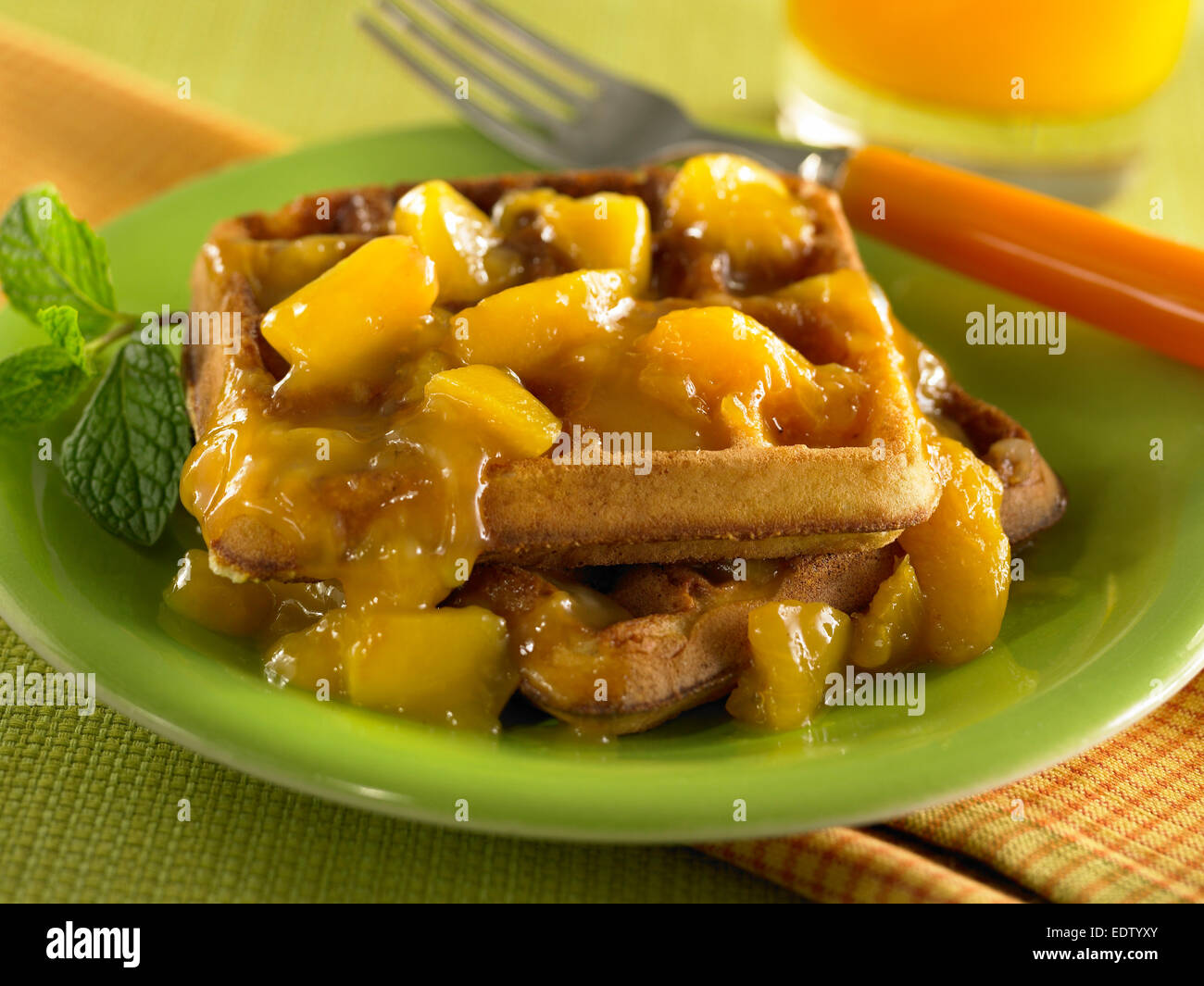Peach Waffle Stock Photo