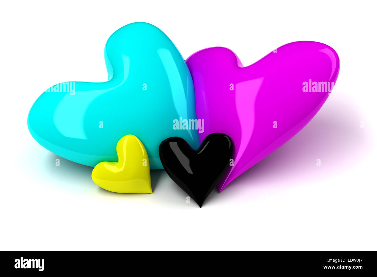 Hearts in cmyk Stock Photo