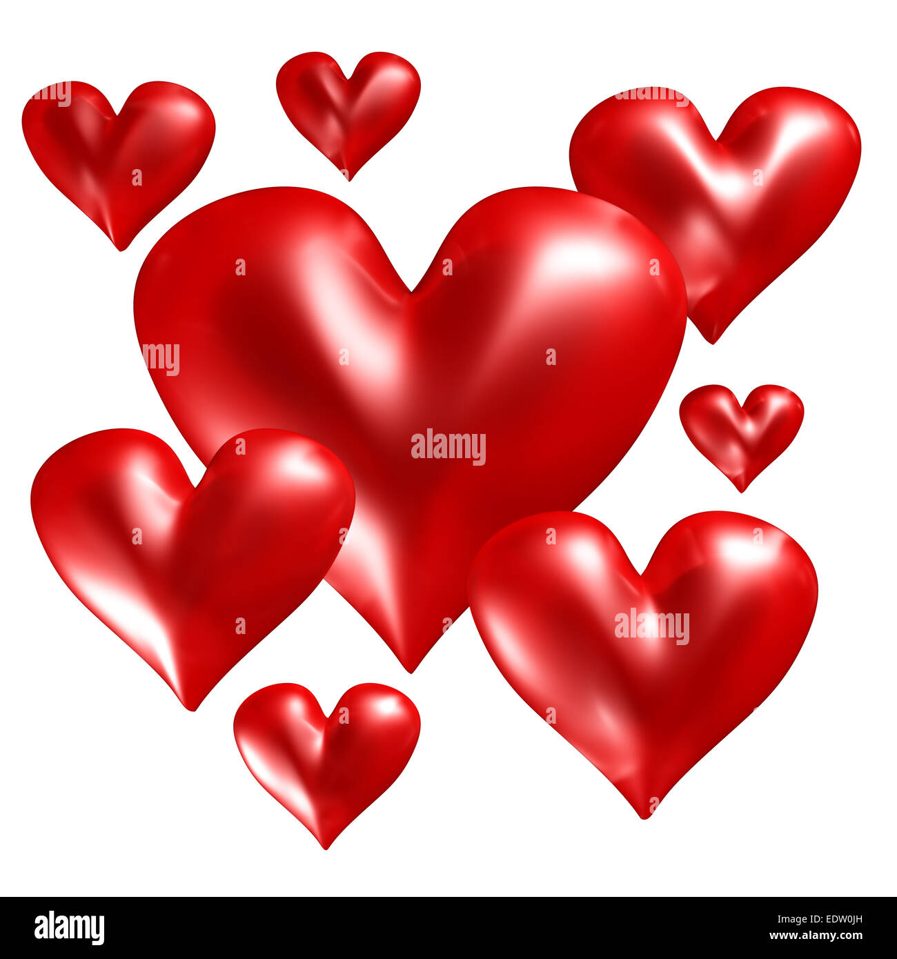 Group of red hearts Stock Photo