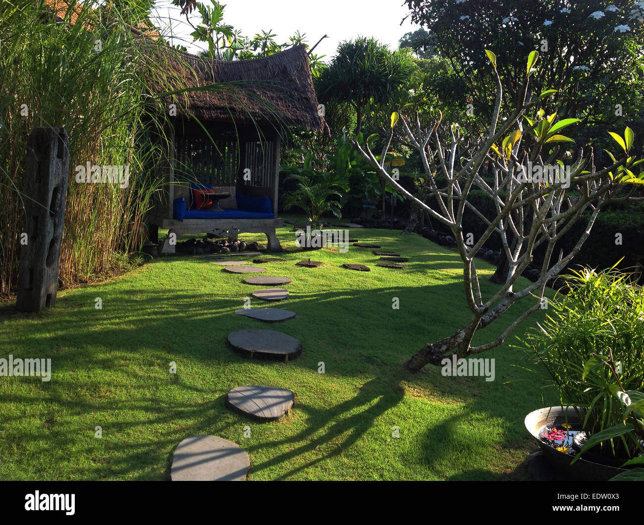 Garden at DESA SENI a village hotel - BALI, INDONESIA Stock Photo