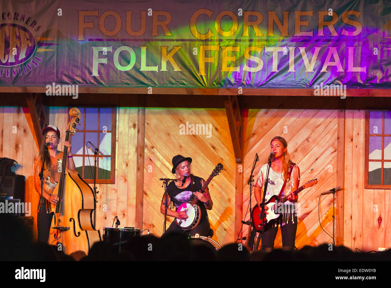 The Swedish folk group BASKERY performs at the 2014 FOUR CORNERS FOLK FESTIVAL - PAGOSA SPRINGS, COLORADO Stock Photo
