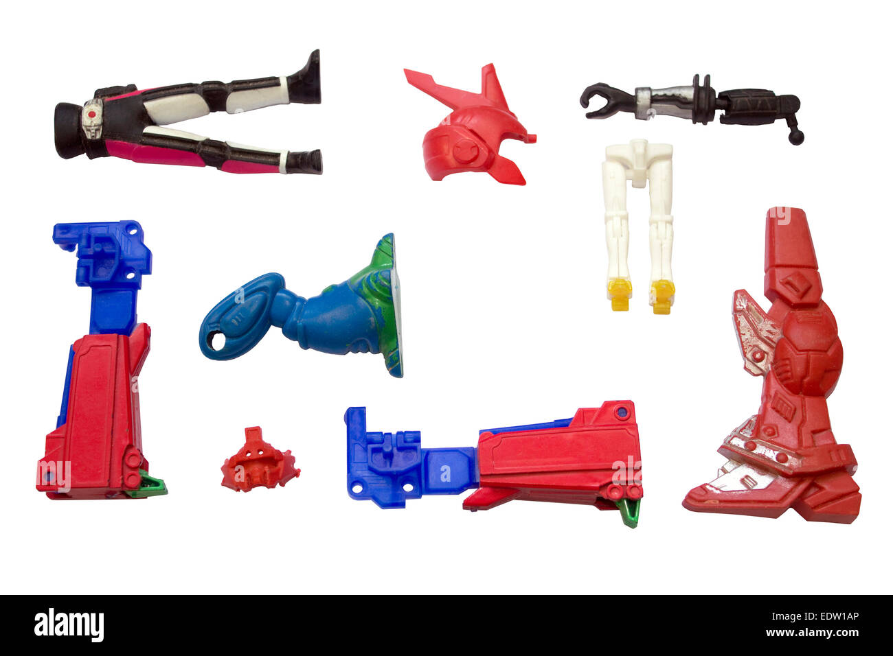 components of robot toys, toy is broken down, leg Stock Photo