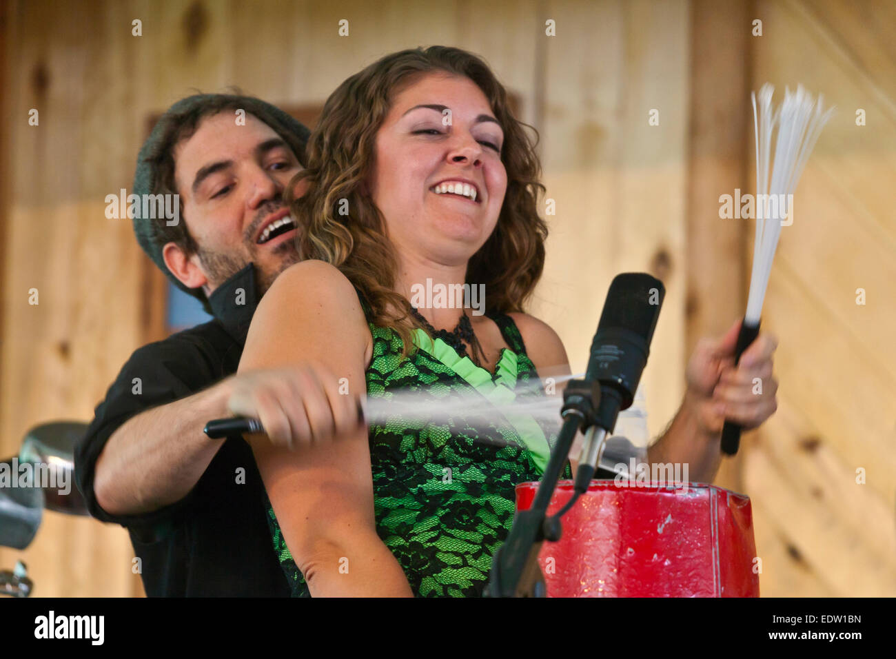 CARAVAN OF THIEVES performs at the 2014 FOUR CORNERS FOLK FESTIVAL - COLORADO Stock Photo