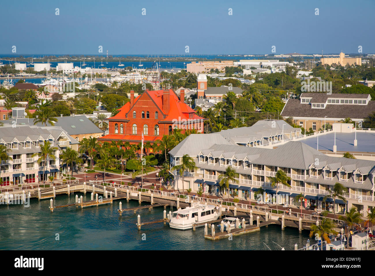 View over Key West with Museum of Art and History in the Old Custom House, Key West, Florida, USA Stock Photo