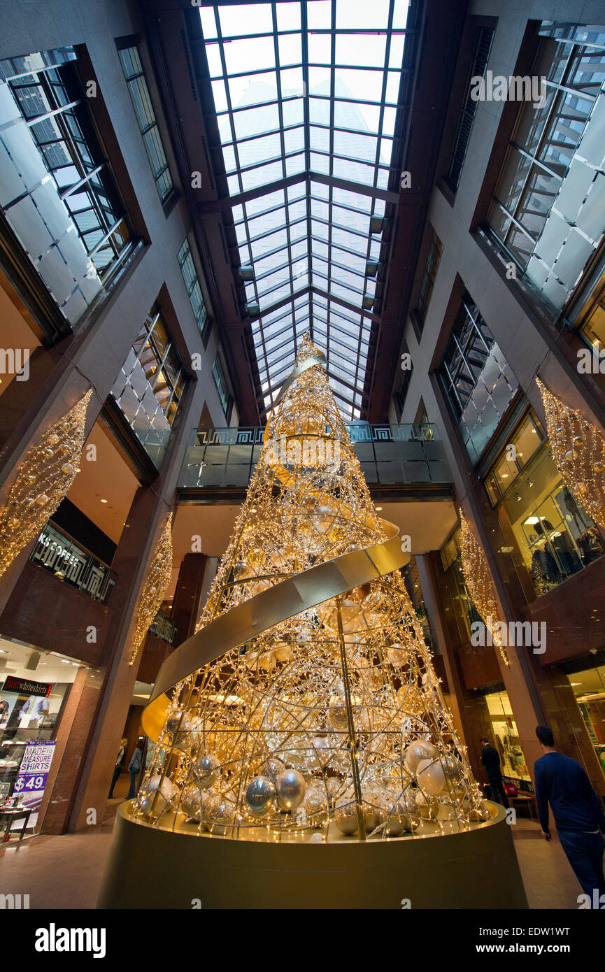 Christmas decorations in Scotia Plaza in Toronto downtown concourse