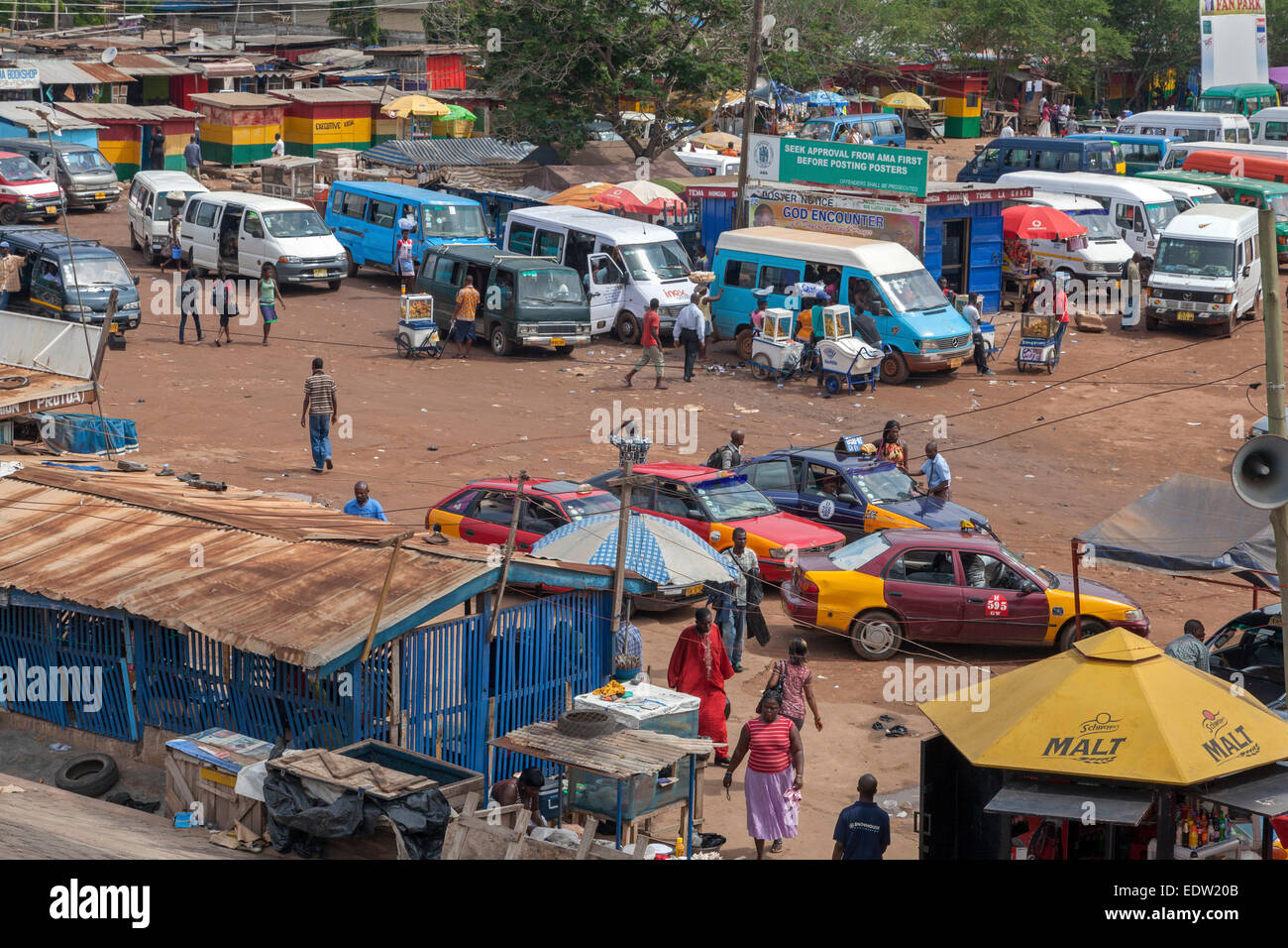 Minibus terminal, Accra, Ghana, Africa Stock Photo
