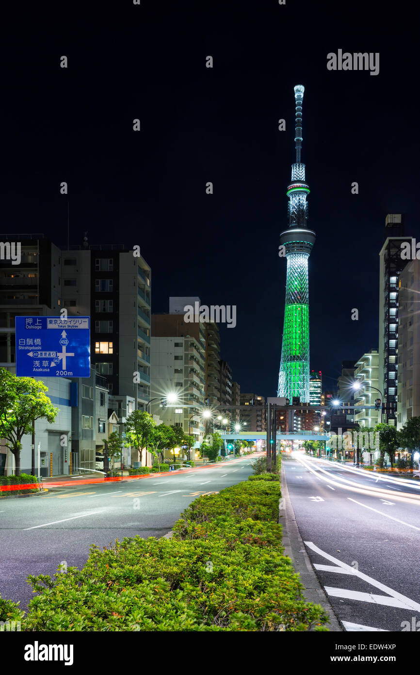Tokyo skytree illumination at night Japan Stock Photo