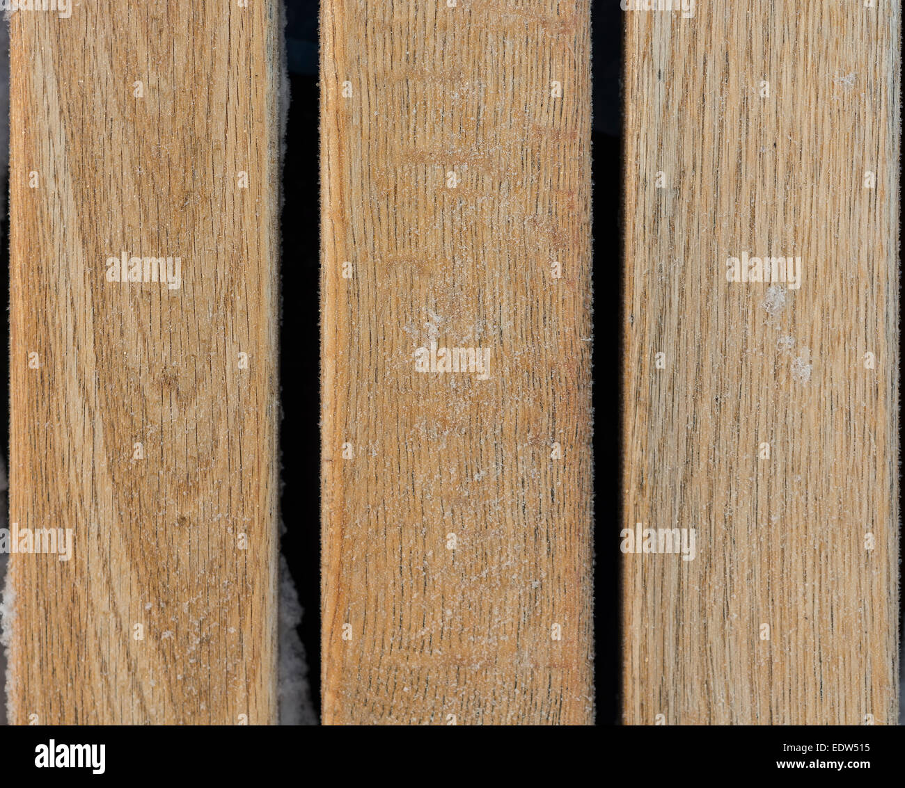 Frozen wooden oak lath background Stock Photo